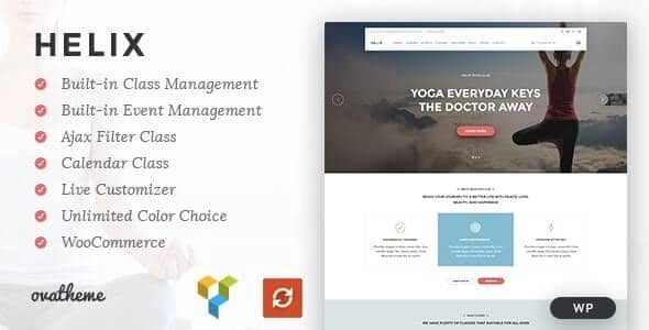 Helix – Yoga Club Calendar WordPress Theme