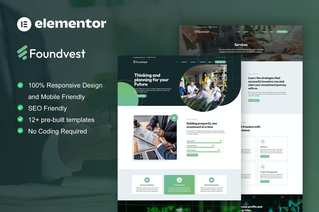 FoundVest – Finance & Investment Elementor Pro Template