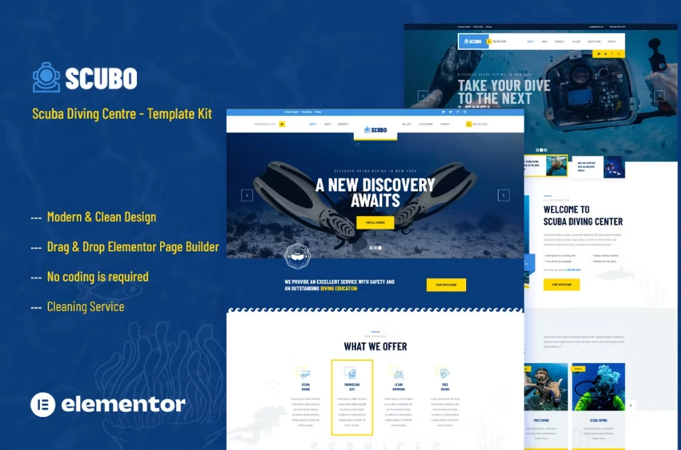 Scubo – Scuba Diving Centre Elementor Template