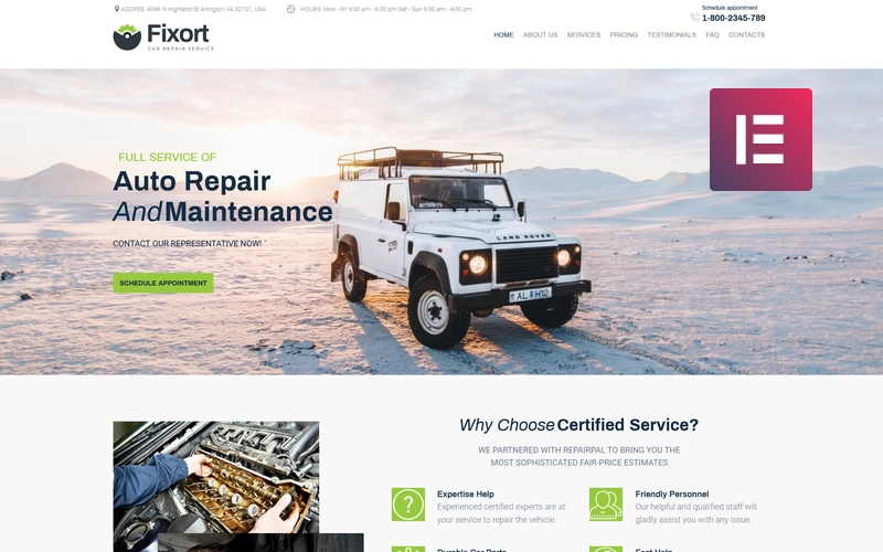 Fixort – Car Repair Service WordPress Elementor Theme WordPress Theme