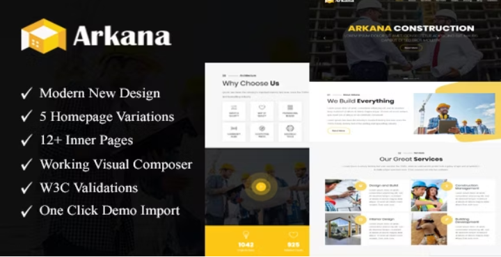 Arkana – One Page Construction WordPress Theme
