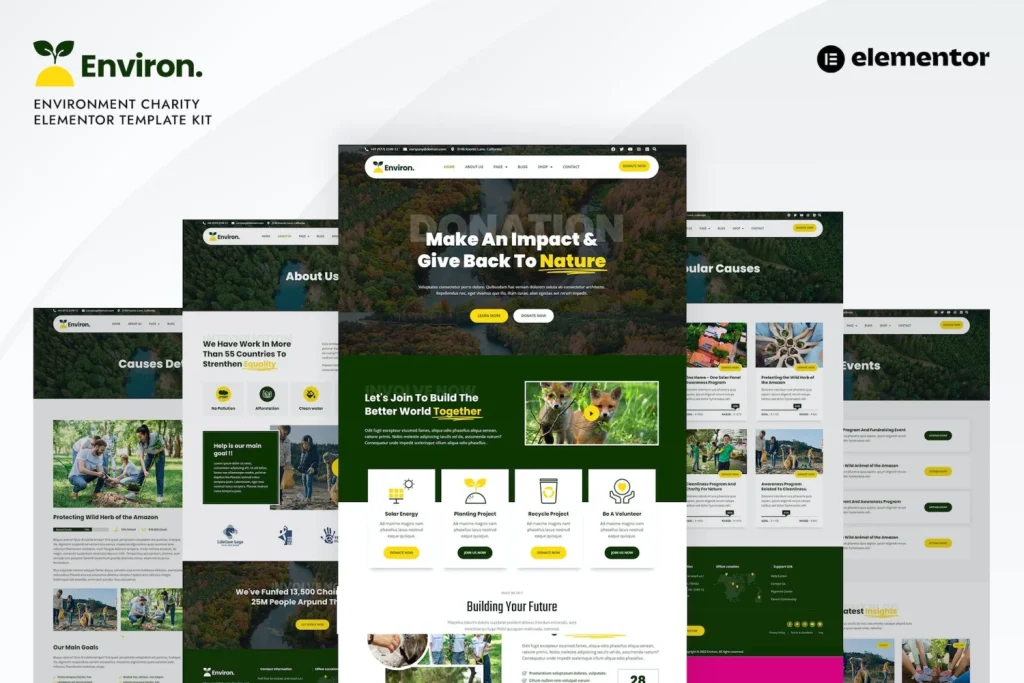 Environ – Environment Charity Elementor Template