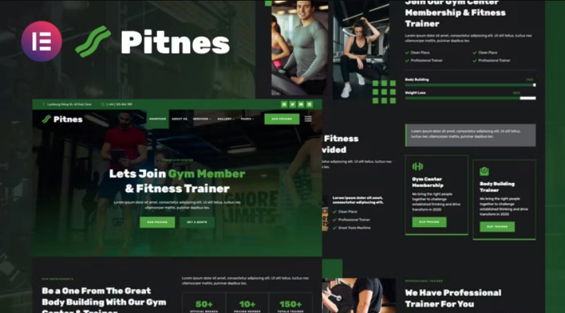 Pitnes – Gym Center & Fitness Training Elementor Template