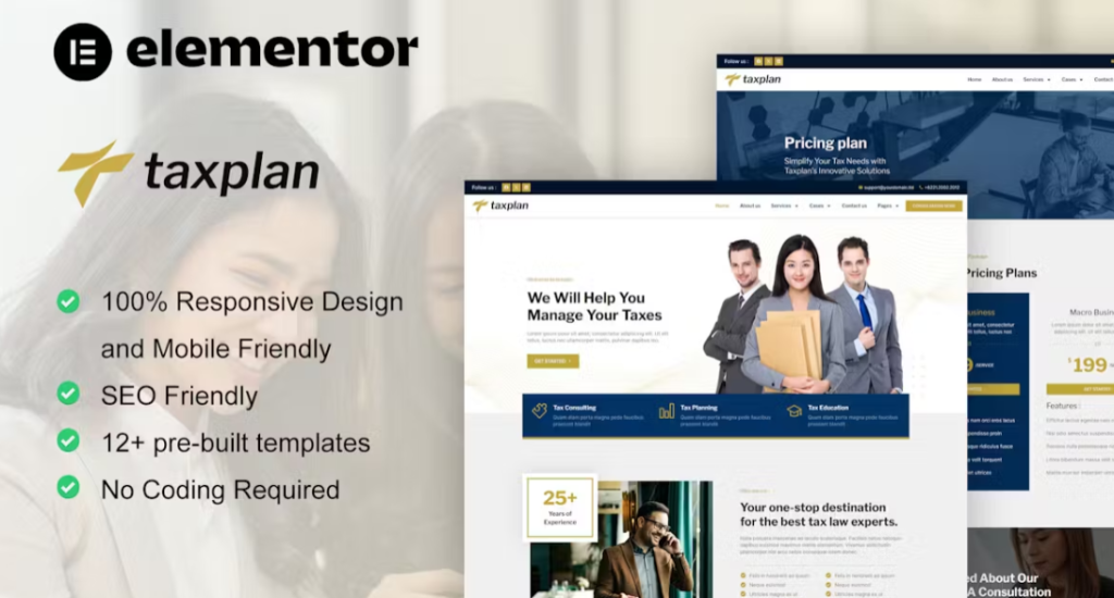 TaxPlan – Tax Advisor & Financial Consulting Elementor Pro Template