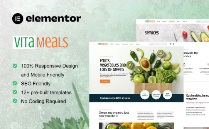 Vitameals – Fruits & Vegetables Store Elementor Template