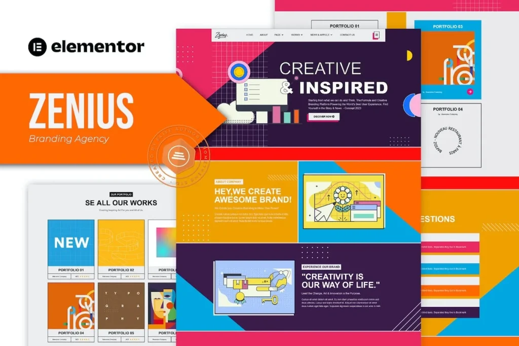Zenius – Colorful Branding Agency Elementor Template