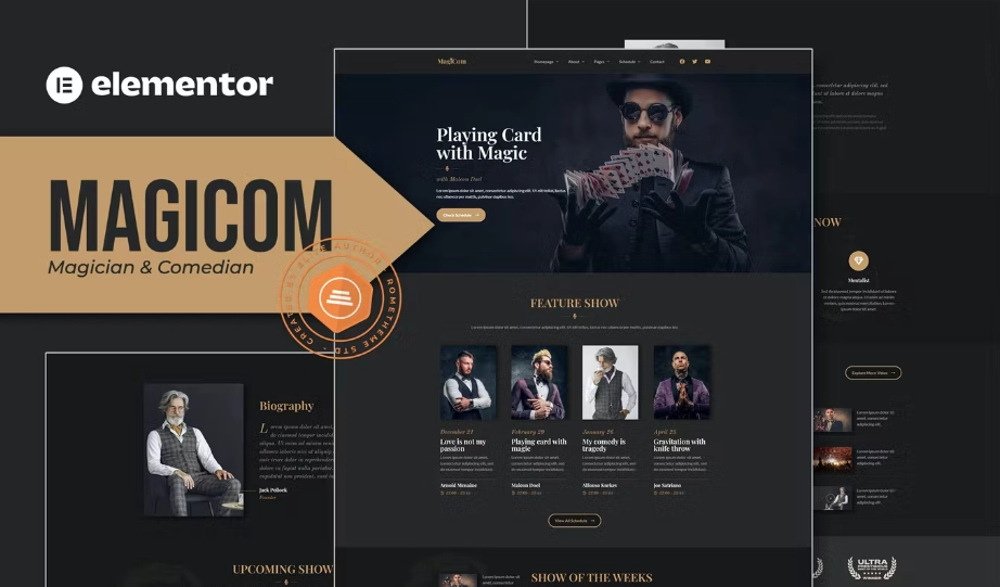 Magicom – Magician & Comedian Club Elementor Template