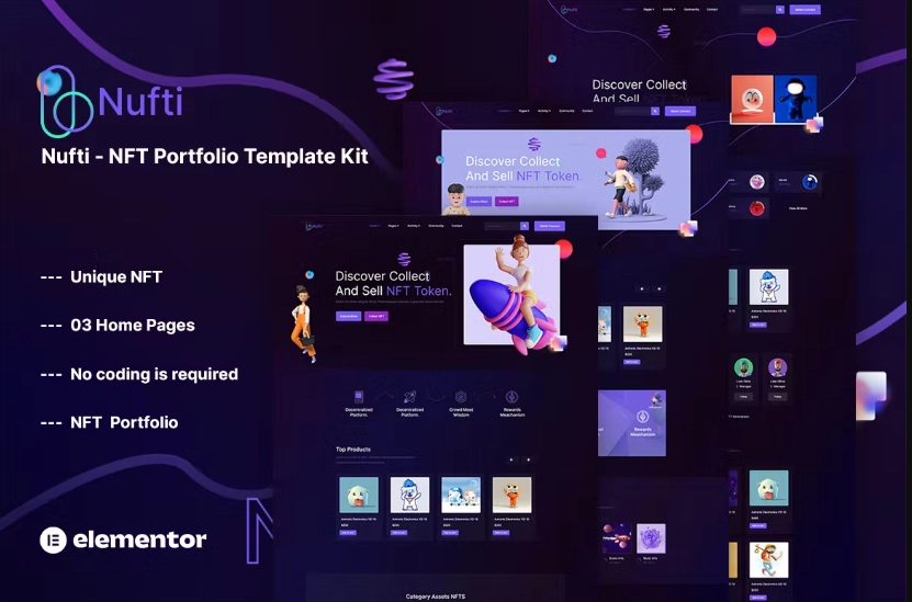 Nufti – NFT Collections Elementor Template