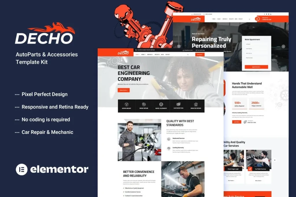 Decho – Car Repair Mechanic Elementor Template