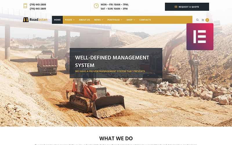 Roadastan – Road Construction WordPress Elementor Theme WordPress Theme
