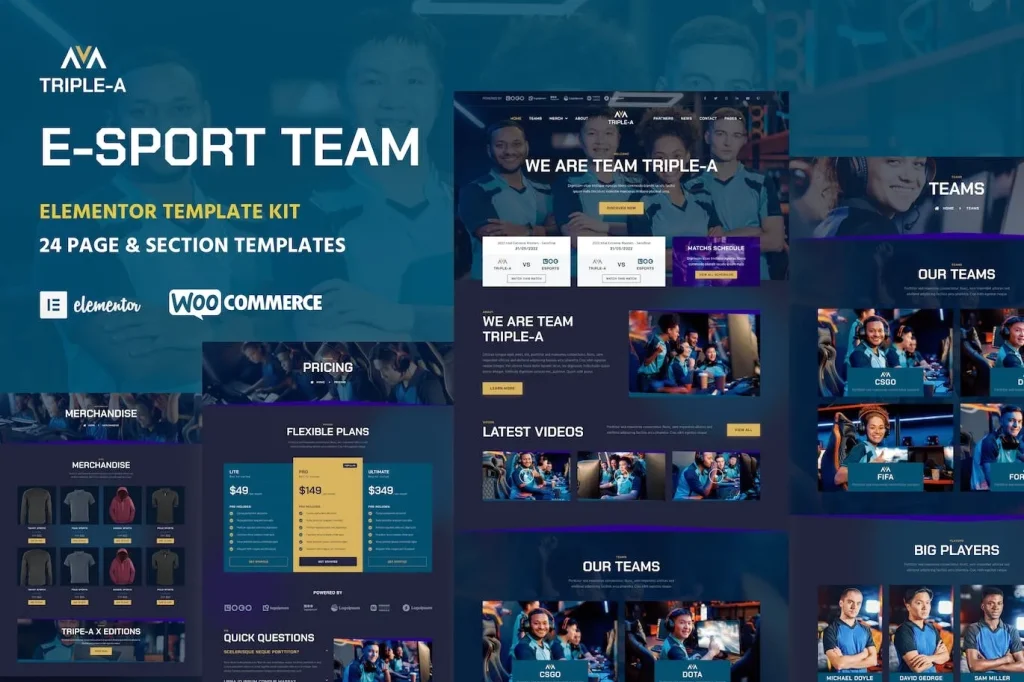 Triple-A – eSport Team Gaming WooCommerce Elementor Template