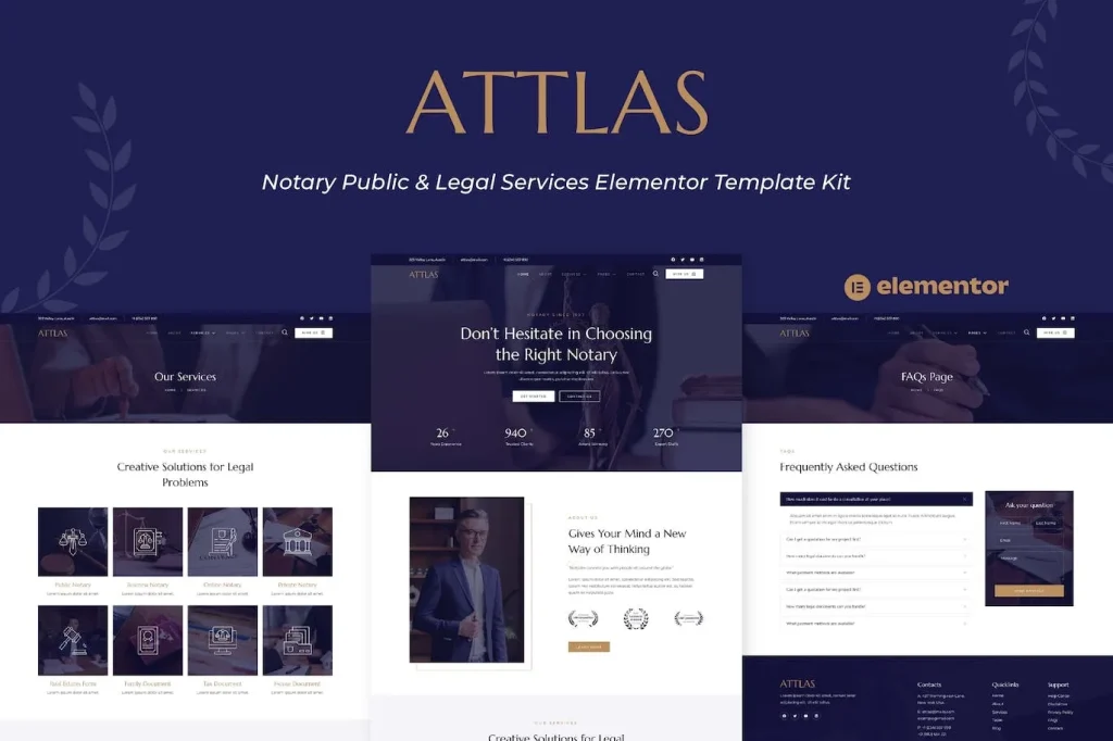 Attlas – Notary Public & Legal Services Elementor Template
