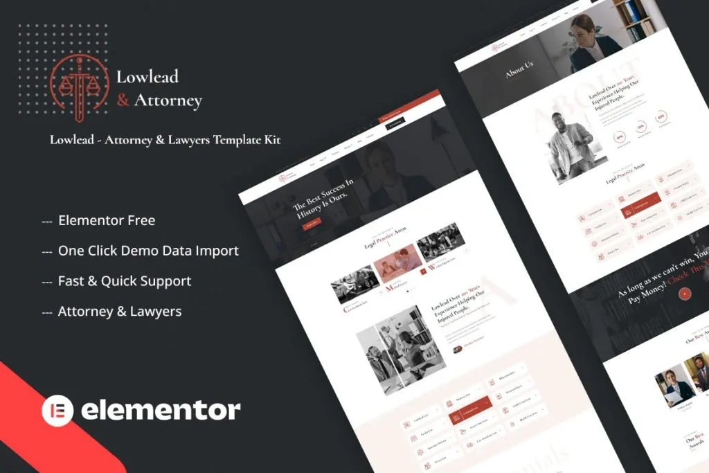 Lowlead – Attorney & Lawyers Elementor Template