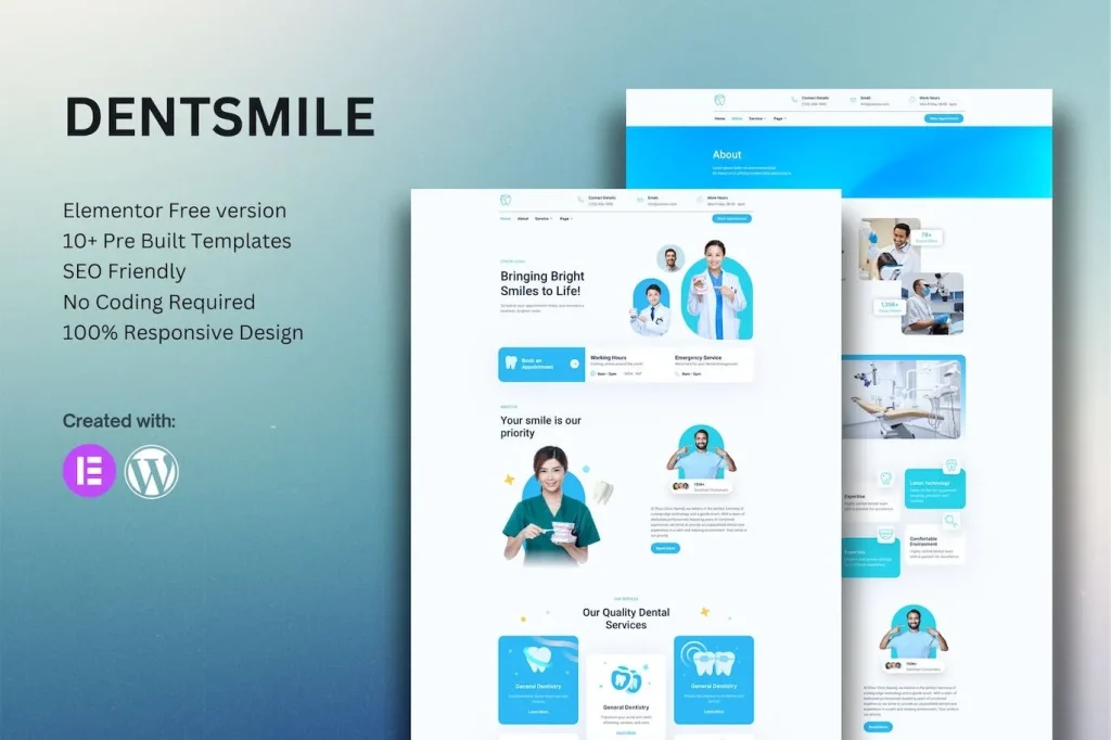 Dentsmile – Dentist & Dental Clinic Elementor Template