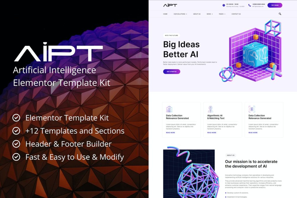 AiPT – Artificial Intelligence Company Elementor Template