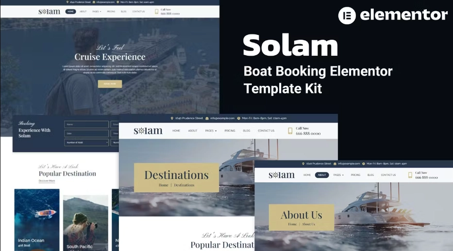 Solam – Boat Booking Elementor Pro Template