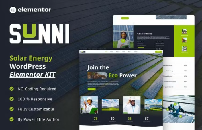 Sunni – Solar Energy Elementor Template