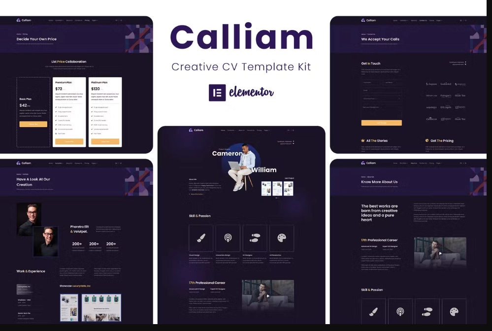Calliam – Creative CV Elementor Template