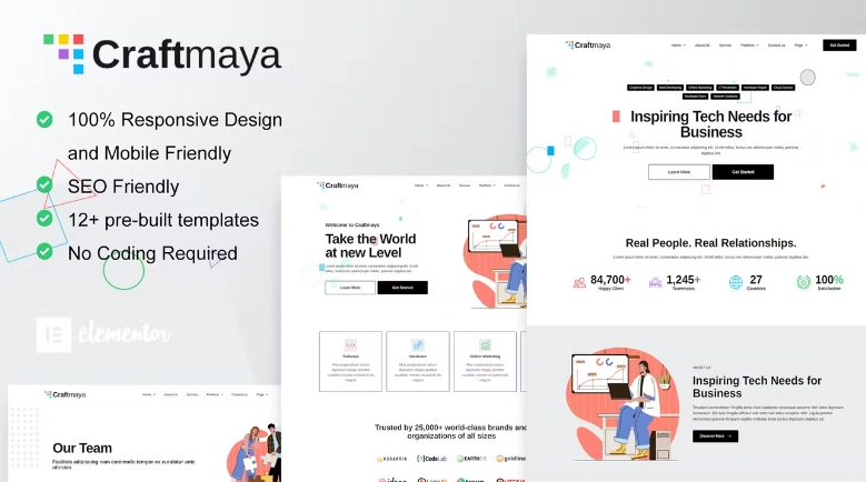 CraftMaya – IT Solutions & Services Company Elementor Template