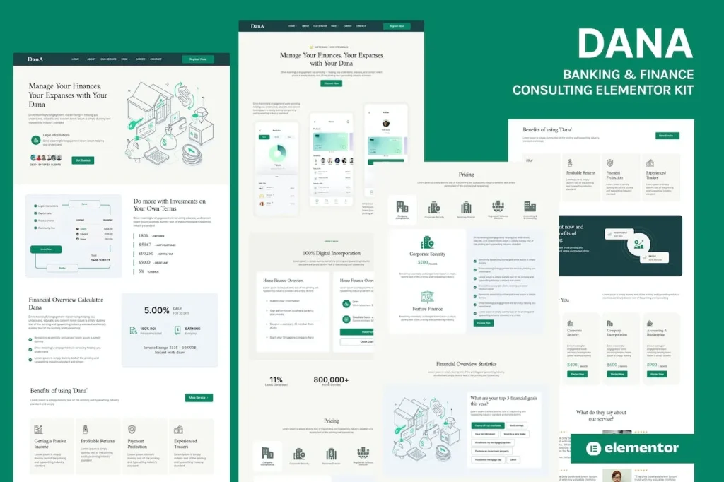 Dana – Banking and Finance Consulting Elementor Template