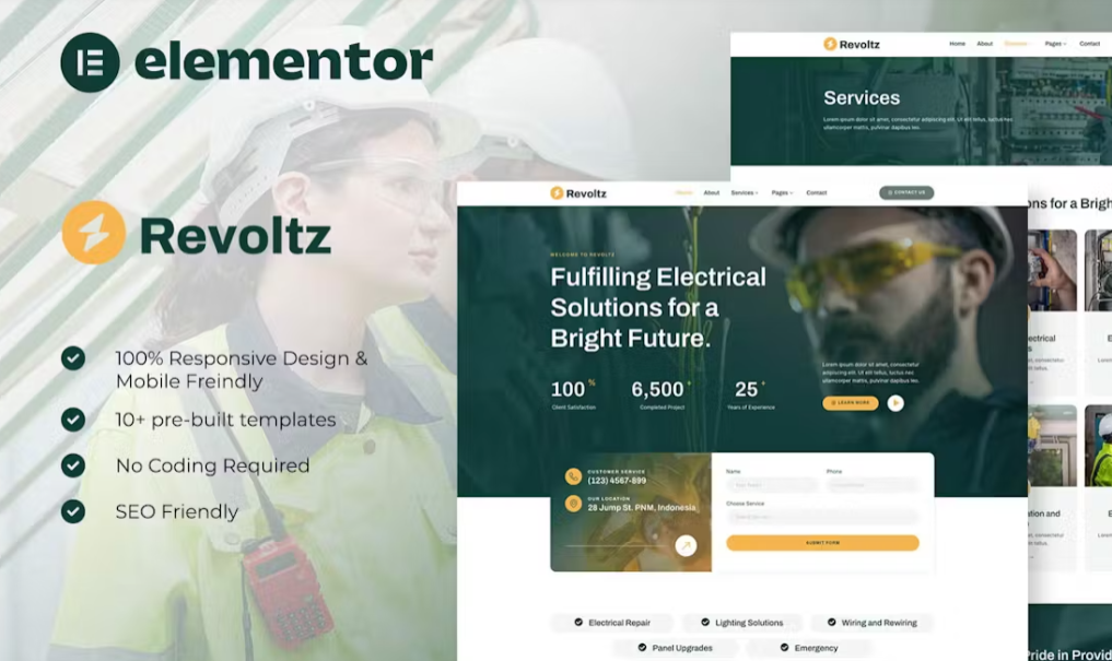 Revoltz – Electrical Installation & Maintenance Elementor Template