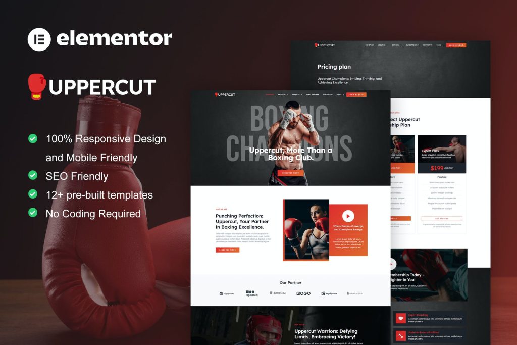 Uppercut – Boxing School & Martial Arts Elementor Pro Template
