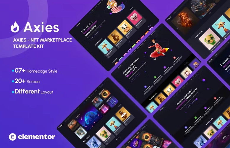 Axies – NFT Portfolio Elementor Template