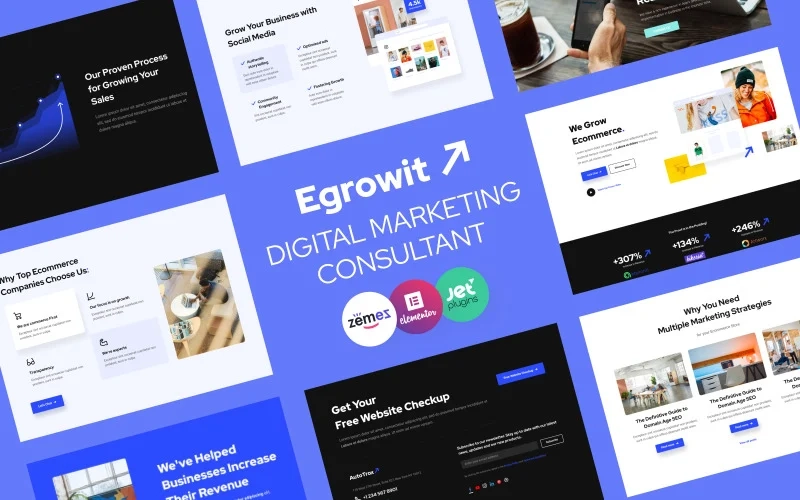 Egrowit – Digital Marketing Consultant WordPress Elementor Theme WordPress Theme
