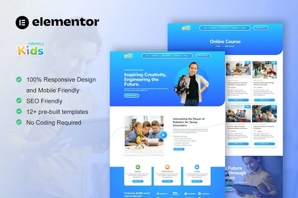 RoboticaKids – Kid Robotic School Elementor Pro Template