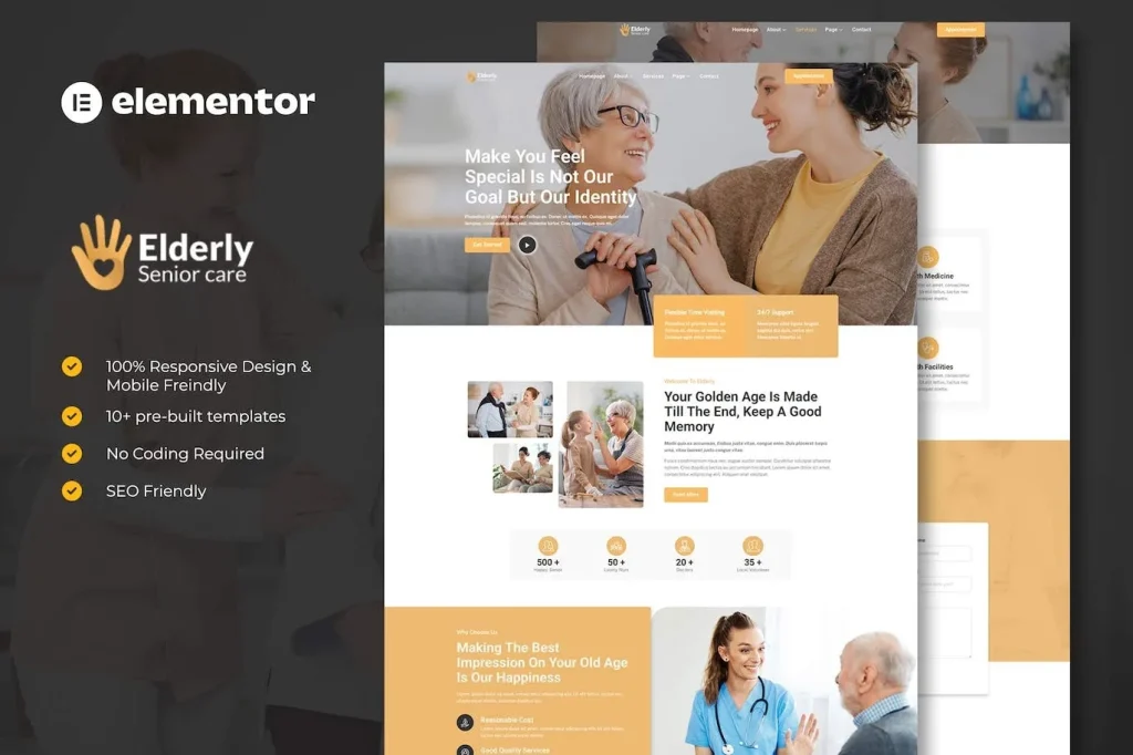 Elderly – Senior Care Services Elementor Template