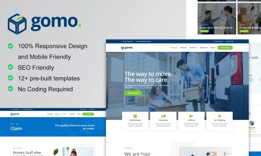 Gomo – Moving Company Elementor Template