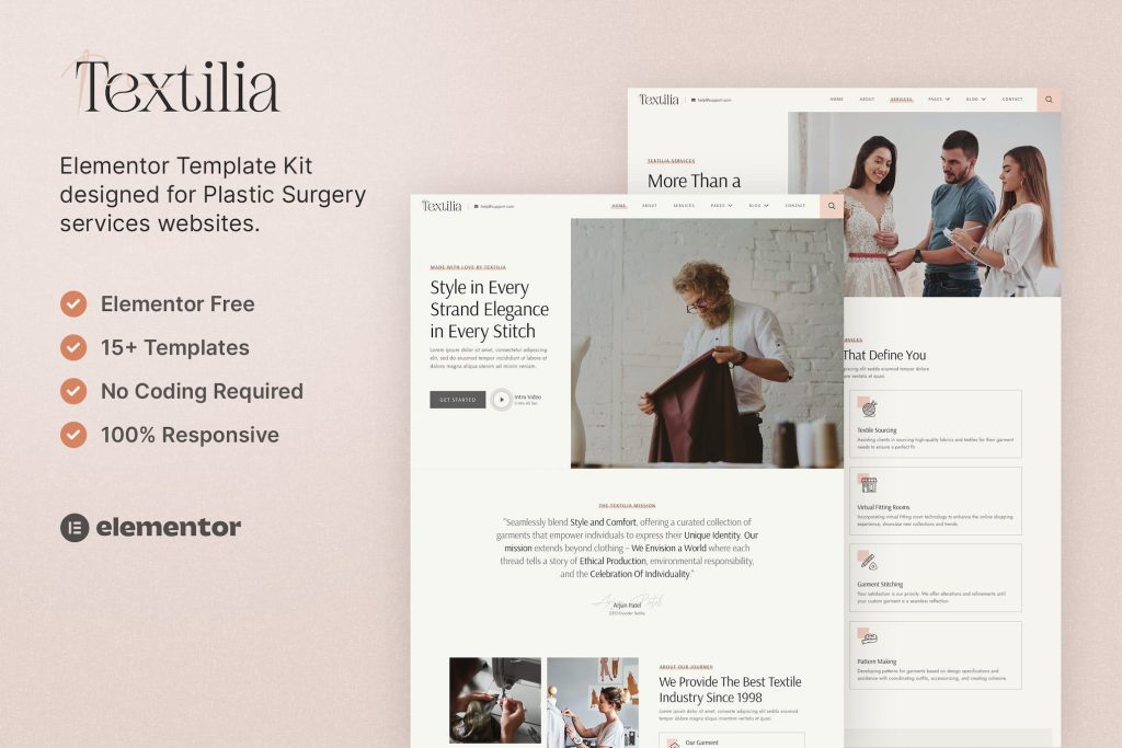 Textilia – Textile & Garment Industry Elementor Template