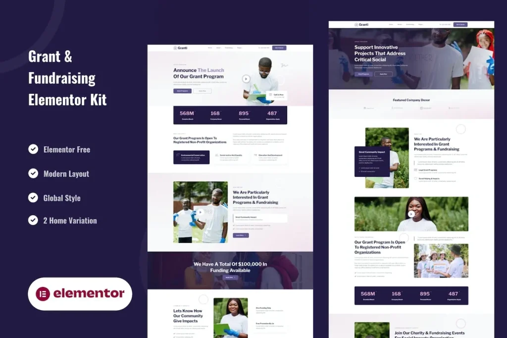 Grant & Fundraising – Elementor Template