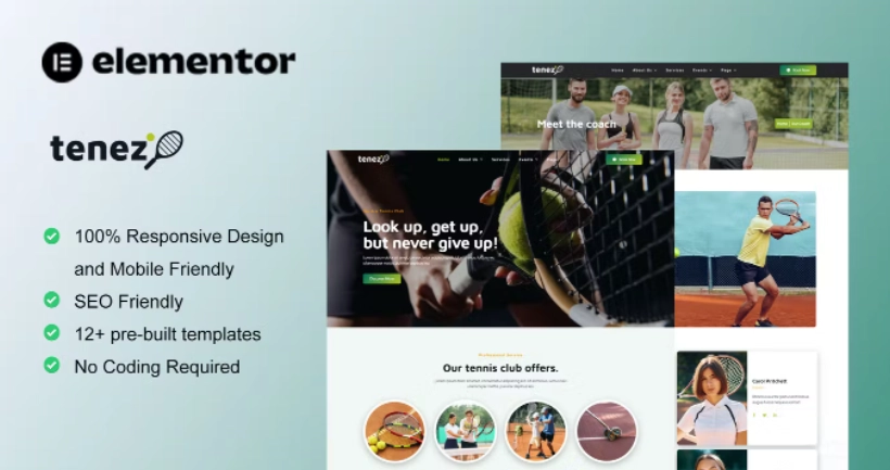 Tenez – Tennis School & Club Elementor Template