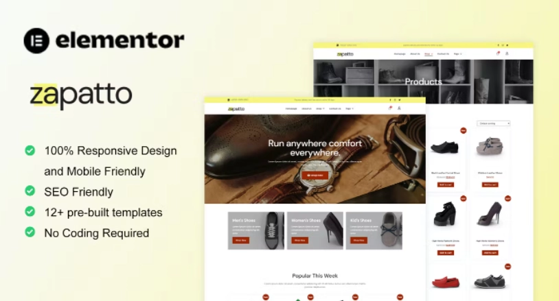 Zapatto – Shoes Store WooCommerce Elementor Template