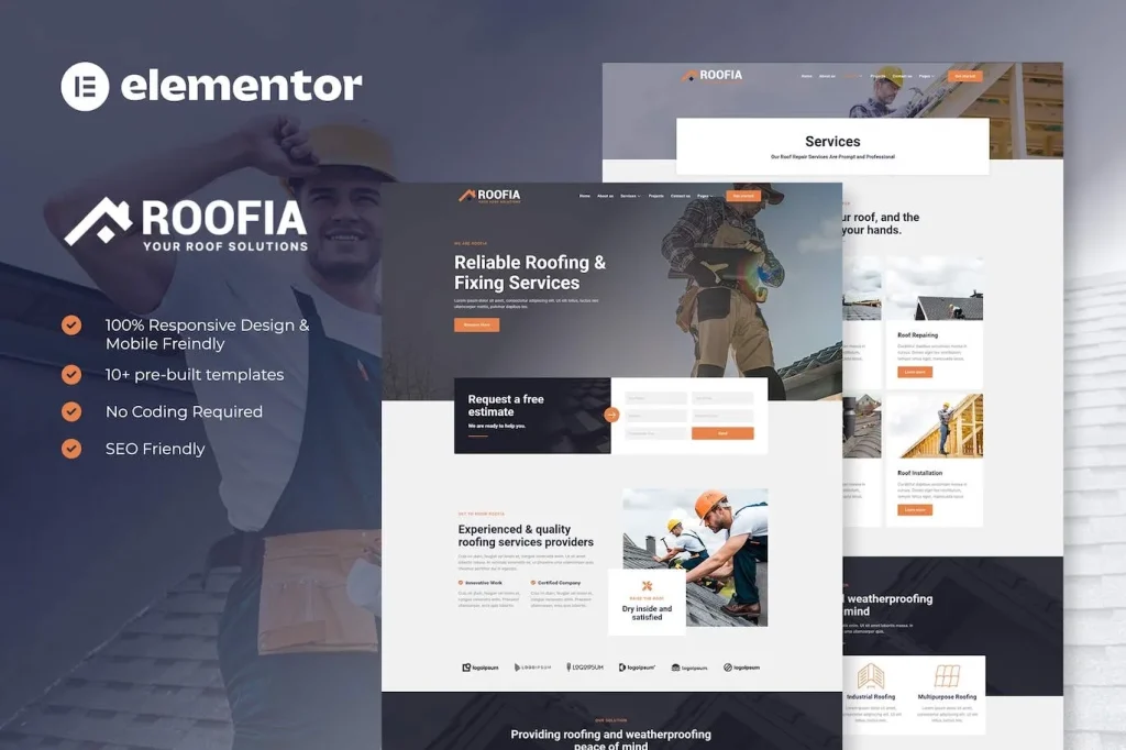 Roofia – Roofing Services Elementor Template