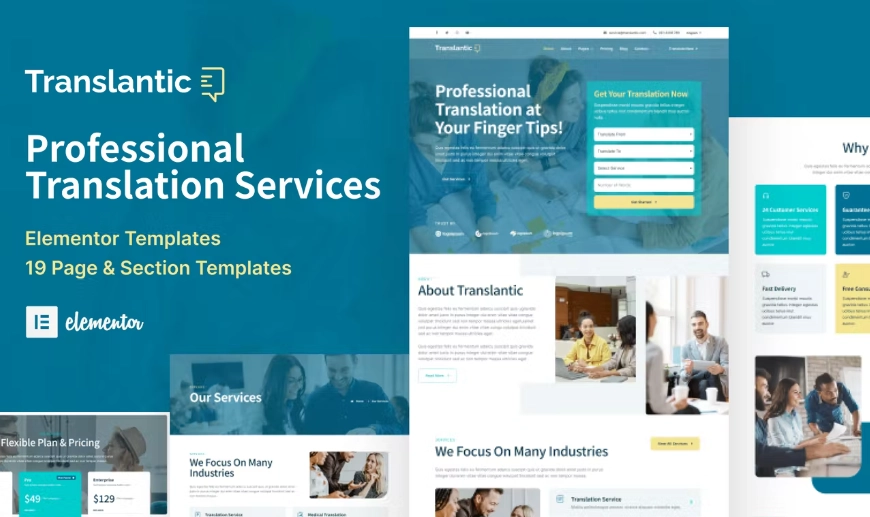 Translantic – Translation Service Agency Elementor Template