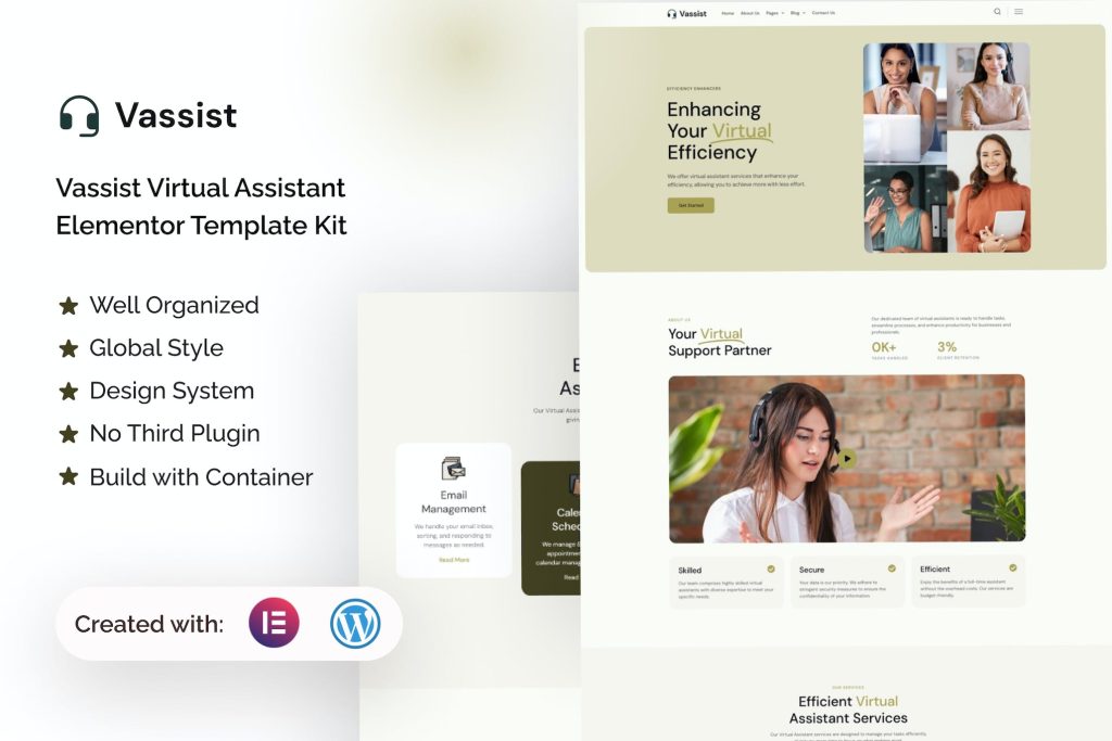 Vassist – Virtual Assistant Elementor Pro Template