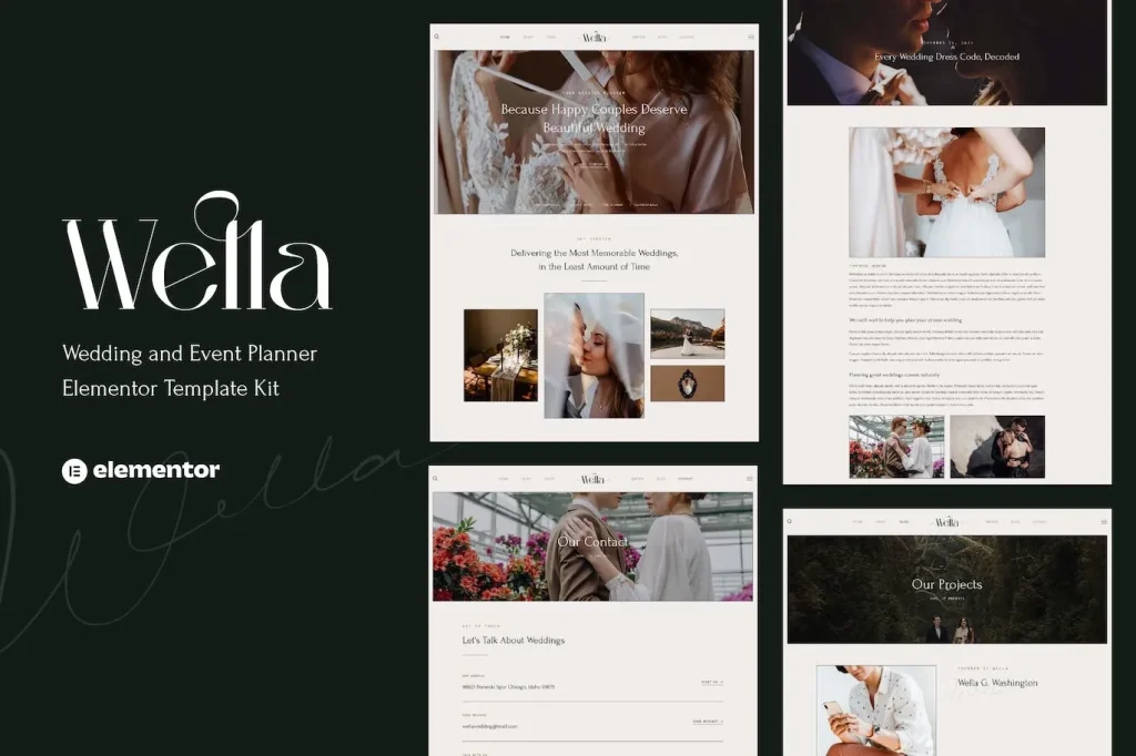 Wella – Wedding & Event Planner Elementor Template