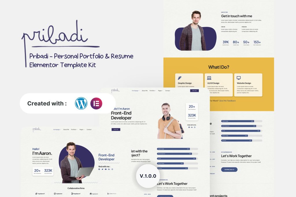 Pribadi – Personal Portfolio & Resume Elementor Template