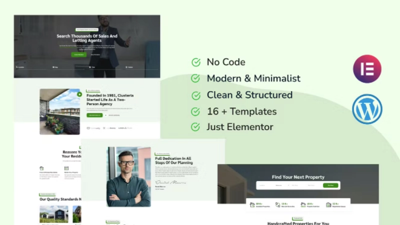 Clusteria – Real Estate & Property Elementor Template