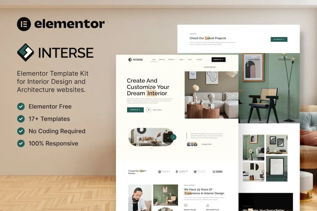 Interse – Interior Design & Architecture Elementor Template