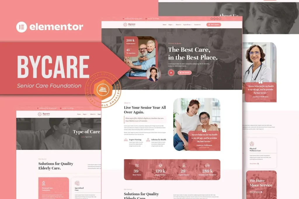 Bycare – Senior Care Foundation Elementor Template
