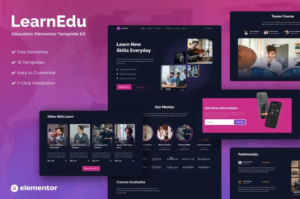 LearnEdu – Education & Online Learning Elementor Template