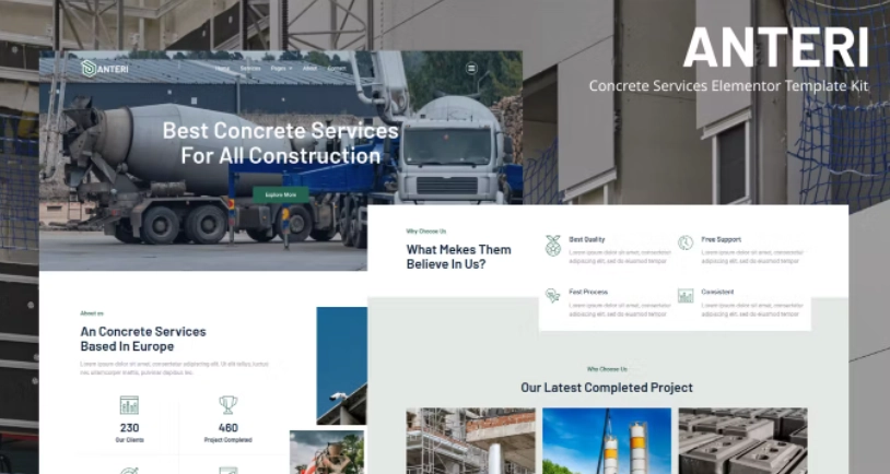 Anteri – Concrete Services Elementor Template