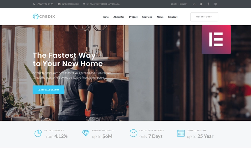 Credix – Finance Multipurpose Minimal WordPress Elementor Theme WordPress Theme