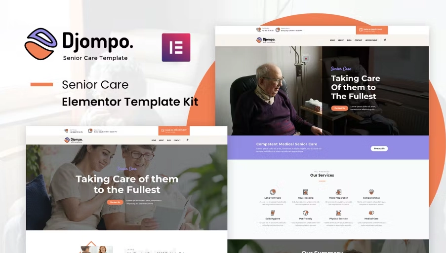 Djompo – Senior Care Elementor Template Kit