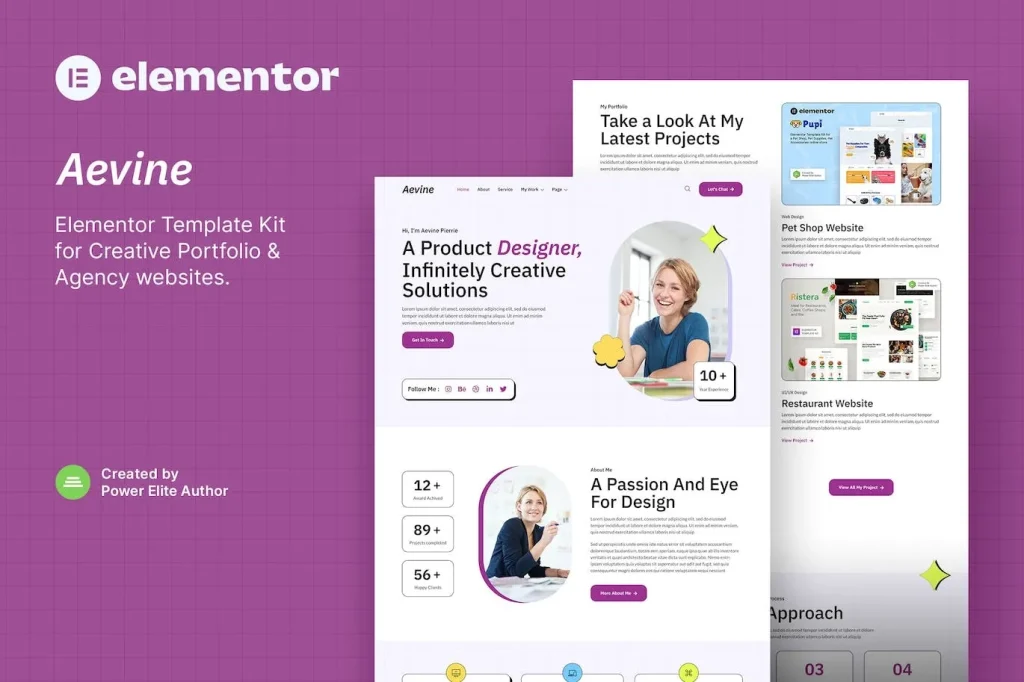 Aevine – Creative Portfolio & Agency Elementor Template