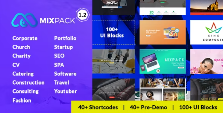 MixPack – Multipurpose WordPress Theme – Consultancy, Travel, Food, Software…With Page Builder