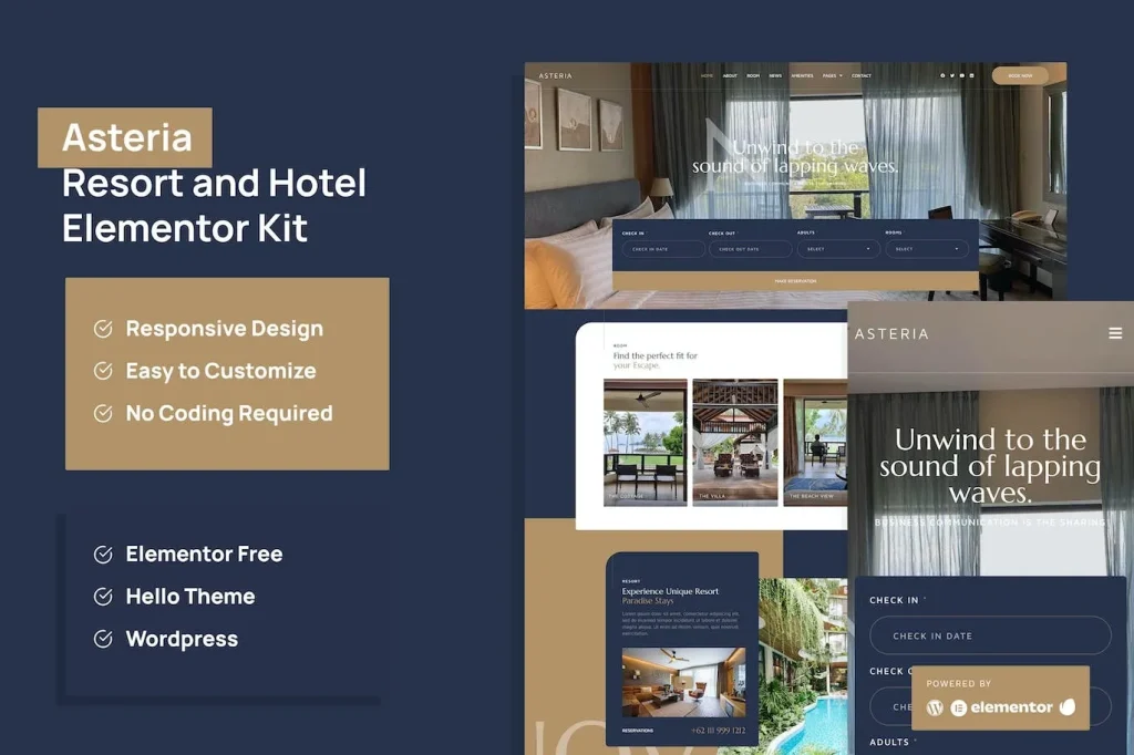 Asteria – Resort & Hotel Elementor Template